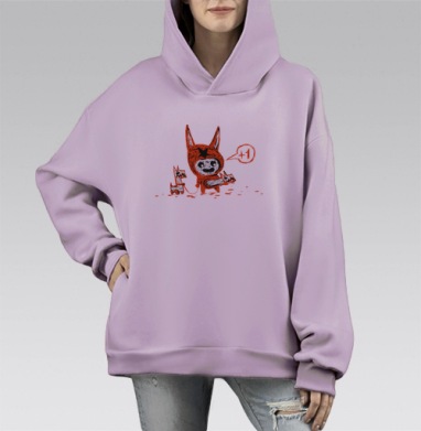 Плюс Один, Hoodie Mono Fiolet, оверсайз, утепленная