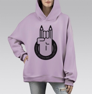 Подходит многим, Hoodie Mono Fiolet, оверсайз, утепленная