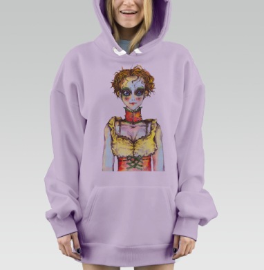 Портрет синих глаз в стиле готической лолиты, Hoodie Mjhigh Dig Mel, Fiolet, утепленная