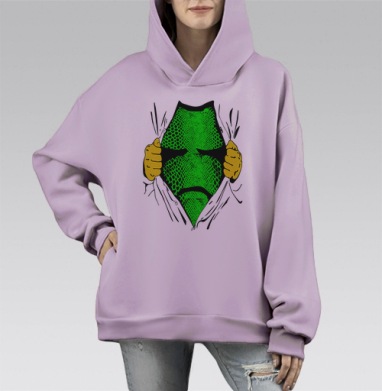 Посмотри на меня я змея, Hoodie Mono Fiolet, оверсайз, утепленная