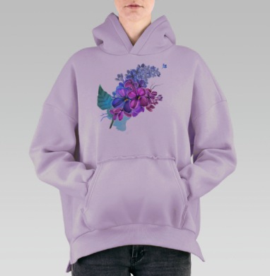 Потрясающий сиреневый букет весны, Hoodie Oversize Fiolet, утепленная
