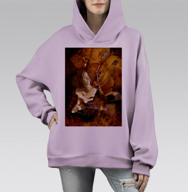 Путь, Hoodie Mono Fiolet, оверсайз, утепленная
