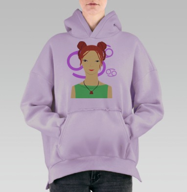 Рак, Hoodie Oversize Fiolet, утепленная