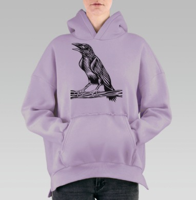 Raven / Ворон, Hoodie Oversize Fiolet, утепленная