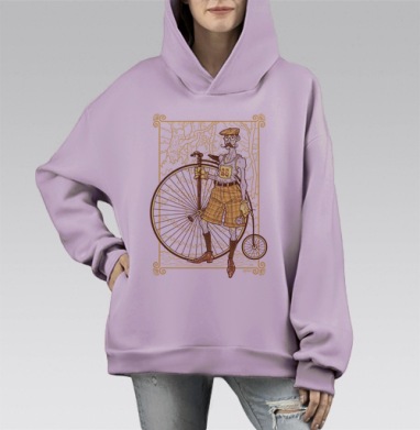 Ретро велосипедист, Hoodie Mono Fiolet, оверсайз, утепленная