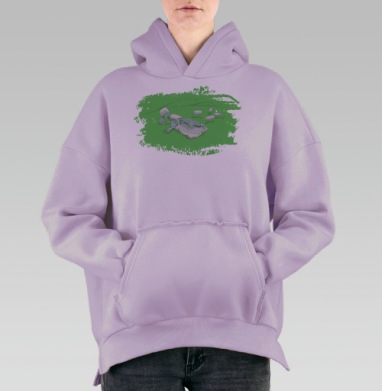 Робот пасет батарейки, Hoodie Oversize Fiolet, утепленная