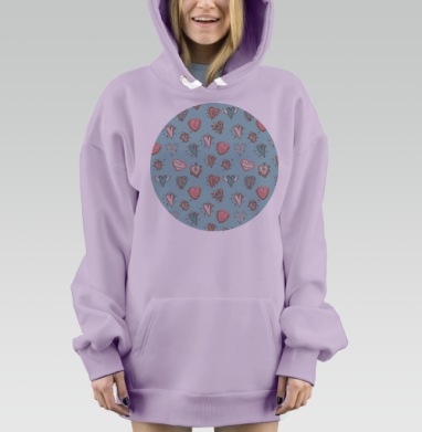 Романтические сердечки в пастельных тонах, Hoodie Mjhigh Dig Mel, Fiolet, утепленная
