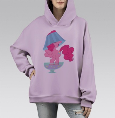 Розовый пони в лампе, Hoodie Mono Fiolet, оверсайз, утепленная