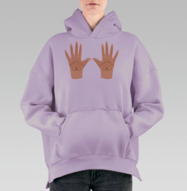 Руки с хной, Hoodie Oversize Fiolet, утепленная