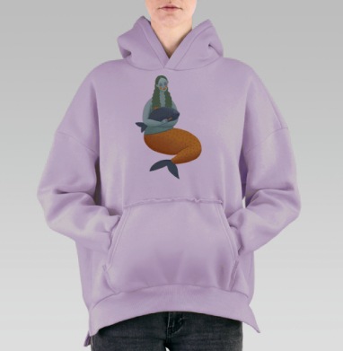Русалка (Живая Азбука), Hoodie Oversize Fiolet, утепленная