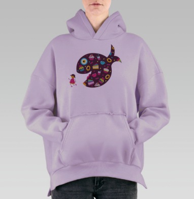 Сахарный кит., Hoodie Oversize Fiolet, утепленная
