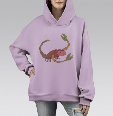 Scorpio / Скорпион, Hoodie Mono Fiolet, оверсайз, утепленная