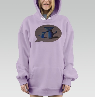 Синие коты волки семья в облаке мысли, Hoodie Mjhigh Dig Mel, Fiolet, утепленная