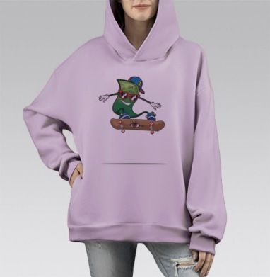 Skater BUCKS / Скейтерские баксы, Hoodie Mono Fiolet, оверсайз, утепленная