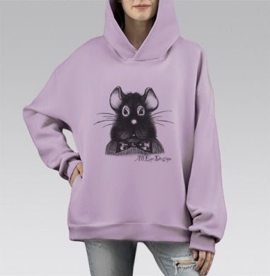 сказочная морда2, Hoodie Mono Fiolet, оверсайз, утепленная