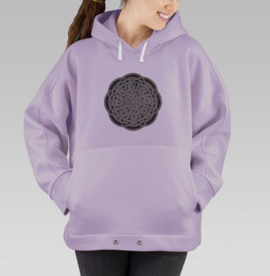 Сложная мандала с сакральной геометрией и красным акцентом, Hoodie Oversize Fiolet