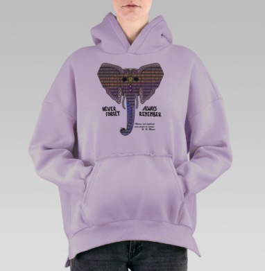 Слоны и женщины, Hoodie Oversize Fiolet, утепленная