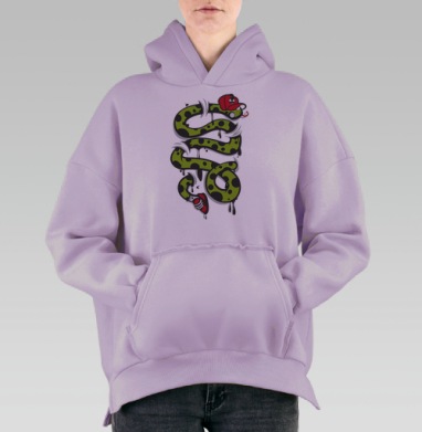 Snake / Змея, Hoodie Oversize Fiolet, утепленная
