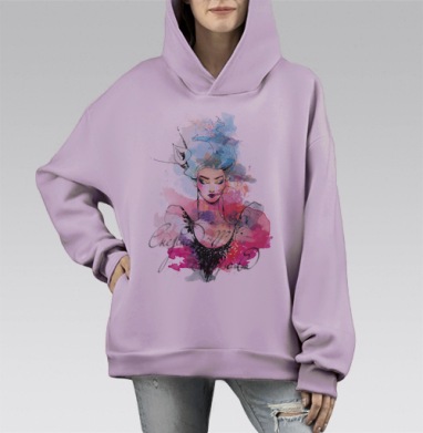 Снежная Королева, Hoodie Mono Fiolet, оверсайз, утепленная