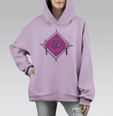 Собачка на блюде, Hoodie Mono Fiolet, оверсайз, утепленная