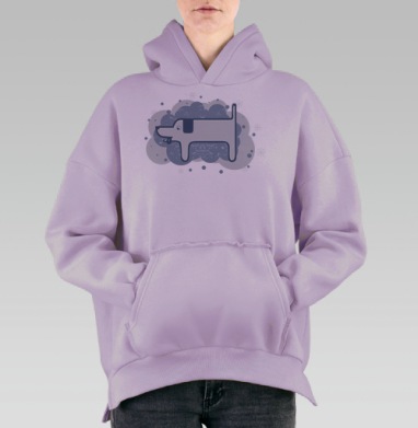 Собака синяя, Hoodie Oversize Fiolet, утепленная