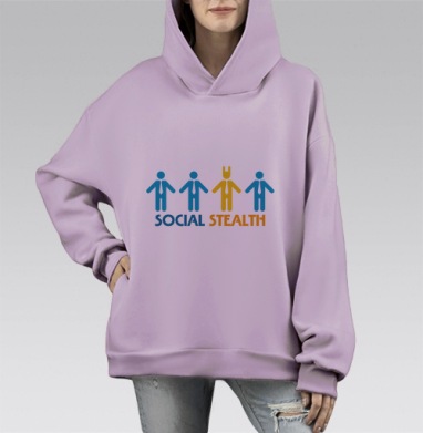 Social Stealth / Социальный стелс, Hoodie Mono Fiolet, оверсайз, утепленная