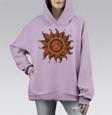 Солнце, Hoodie Mono Fiolet, оверсайз, утепленная