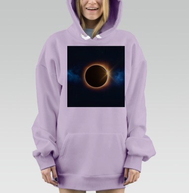 Солнечное затмение космос огонь световые эффекты, Hoodie Mjhigh Dig Mel, Fiolet, утепленная