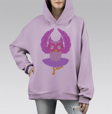 Сова-балерина, Hoodie Mono Fiolet, оверсайз, утепленная