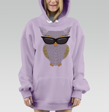 Сова в солнцезащитных очках, Hoodie Mjhigh Dig Mel, Fiolet, утепленная