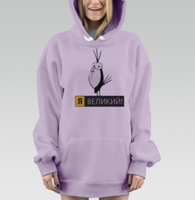 Стильное минималистичное изображение «Я ВЕЛИКИЙ!», Hoodie Mjhigh Dig Mel, Fiolet, утепленная