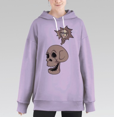 Стильный Череп с Идеей – Оригинальный Арт-Декор, Hoodie Long Oversize Fiolet