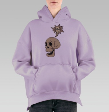Стильный Череп с Идеей – Оригинальный Арт-Декор, Hoodie Oversize Fiolet, утепленная