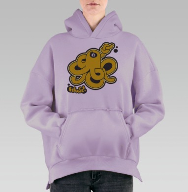 Стильный желтый осьминог с узлом на щупальце ficase, Hoodie Oversize Fiolet, утепленная