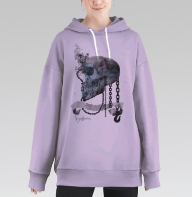Стильный принт с черепом в индастриал-стиле Sagittarius, Hoodie Long Oversize Fiolet