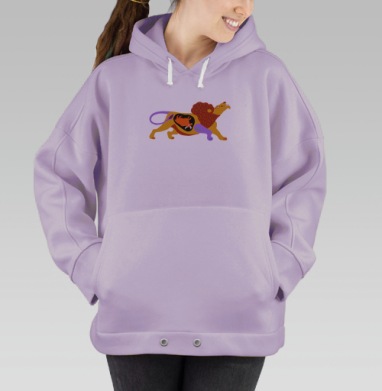 Стилизованный Лев с Поглощающим Быком — Символ Силы, Hoodie Oversize Fiolet