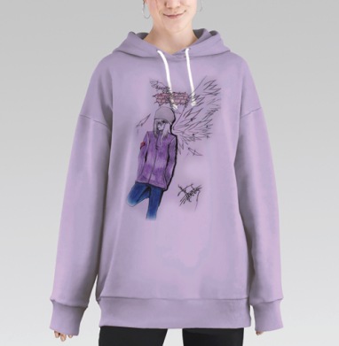 Street Angel / Уличный ангел, Hoodie Long Oversize Fiolet