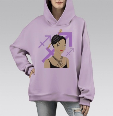 стрелец, Hoodie Mono Fiolet, оверсайз, утепленная