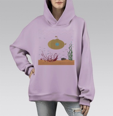 субмарина, Hoodie Mono Fiolet, оверсайз, утепленная