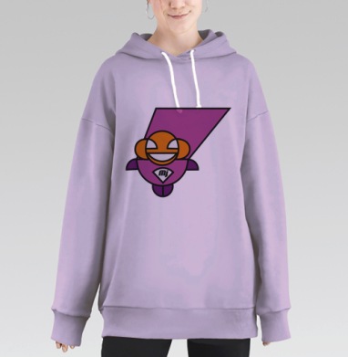 Супергерой в полете с логотипом mj фиолетовый оранжевый, Hoodie Long Oversize Fiolet