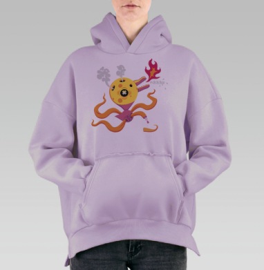 Surreal Cheese Creature / Сюрреалистичное существо в состоянии тихий час naaap, Hoodie Oversize Fiolet, утепленная