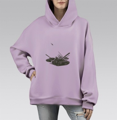 Танки, Hoodie Mono Fiolet, оверсайз, утепленная