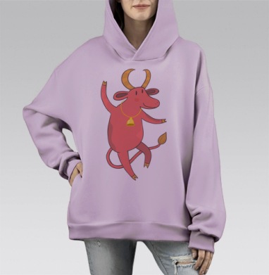 Taurus / Телец, Hoodie Mono Fiolet, оверсайз, утепленная