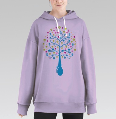 Tree... / Древо..., Hoodie Long Oversize Fiolet