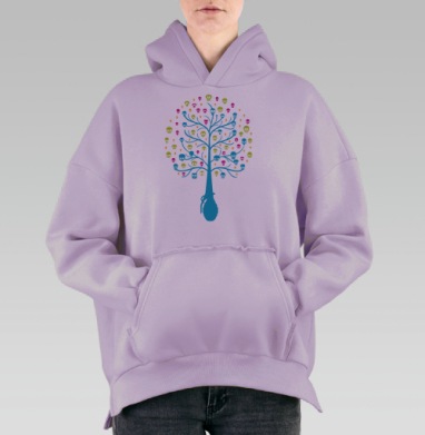Tree... / Древо..., Hoodie Oversize Fiolet, утепленная