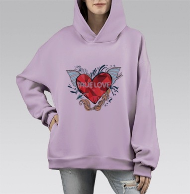 True Love / Настоящая любовь, Hoodie Mono Fiolet, оверсайз, утепленная
