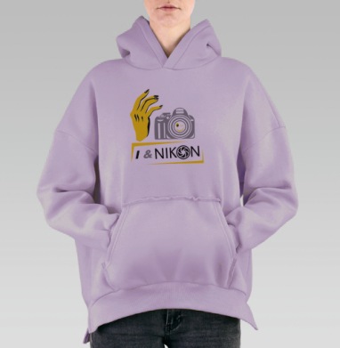 улыбка никон, Hoodie Oversize Fiolet, утепленная