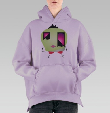 Уникальный абстрактный цыплёнок в поп-арт стиле, Hoodie Oversize Fiolet, утепленная
