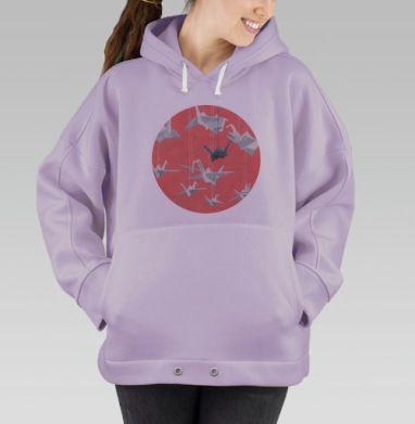Уникальный оригами-журавлик с эффектом ночного неба, Hoodie Oversize Fiolet