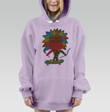 Урбанистический охотник на скейтборде в маске, Hoodie Mjhigh Dig Mel, Fiolet, утепленная